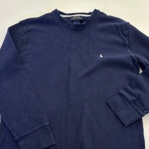 Polo by Ralph Lauren Dark Blue Thermal Crewneck Shirt Preppy Classic